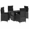 vidaXL Utomhusmatbord 5 st Svart konstrotting