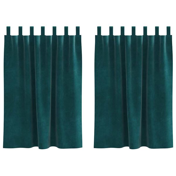 vidaXL M&ouml;rkl&auml;ggningsgardiner 2 pcs M&ouml;rkgr&ouml;n 140 x 140 cm Sammet