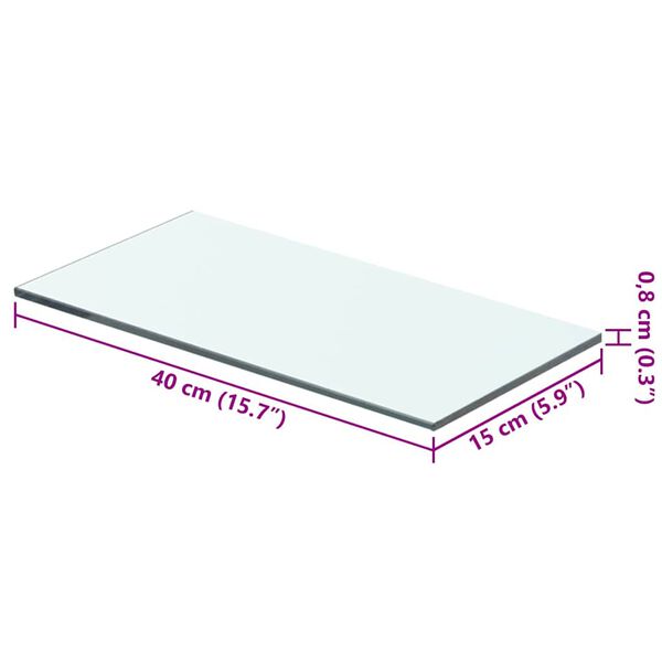vidaXL Hyllplan glas genomskinlig 40x15 cm