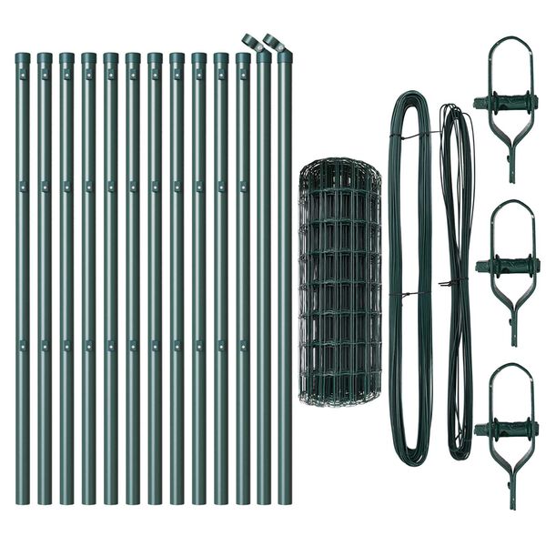 vidaXL St&auml;ngsel med stolpe Gr&ouml;n 0,8 x 25 m St&aring;l