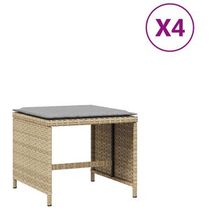 vidaXL Tr&auml;dg&aring;rdspallar m. dynor 4 st mix beige 41x41x36cm konstrotting