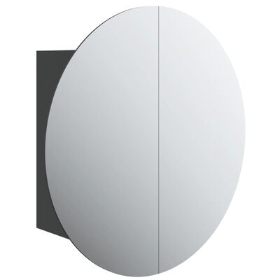 vidaXL Badrumsskåp med rund spegel och LED svart 47x47x17,5 cm