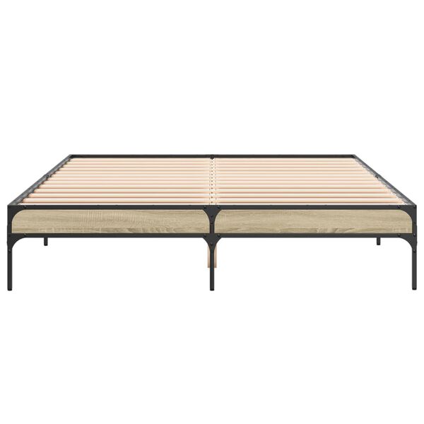 vidaXL Sängram sonoma-ek 160x200 cm konstruerat trä och metall