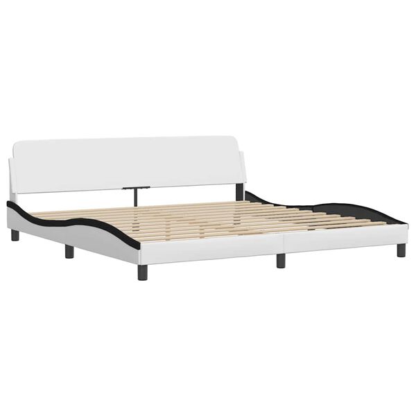vidaXL Bed Frame "Dover" White and Black 200x200 cm Faux Leather