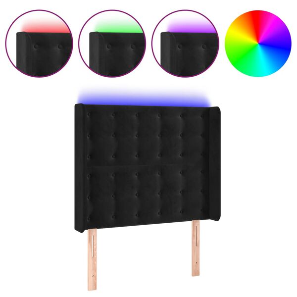 vidaXL S&auml;nggavel LED svart 83x16x118/128 cm sammet