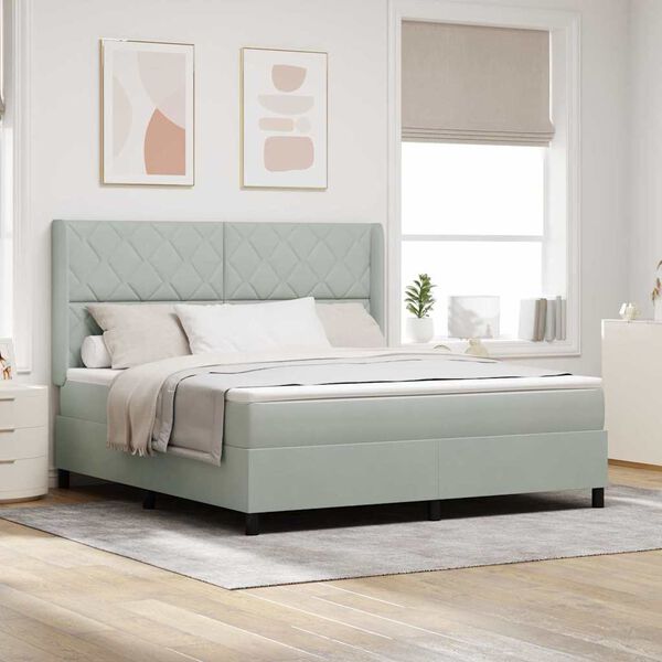 vidaXL B&auml;ddfj&auml;der med madrass Ljusgr&aring; 180 x 200 cm Sammet