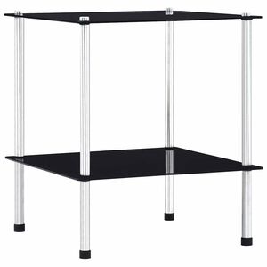 vidaXL Hylla 2 hyllplan svart 40x40x47 cm h&auml;rdat glas