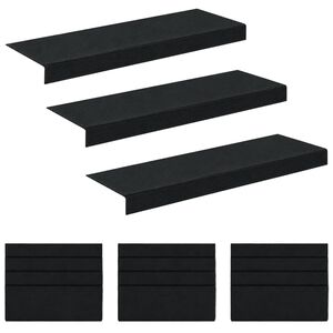 vidaXL Trappmattor 15 st 65 x 21 x 4 cm M&ouml;rkgr&aring; Polyester Rektangul&auml;r