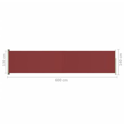 vidaXL Infällbar sidomarkis 140x600 cm röd