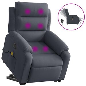 vidaXL Elektrisk massagef&aring;t&ouml;lj med uppresningshj&auml;lp m&ouml;rkgr&aring; sammet