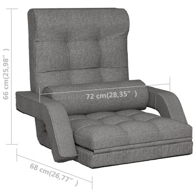 vidaXL Vikbar golvstol med sängfunktion ljusgrå tyg