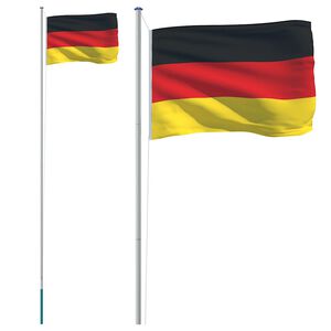 vidaXL Tysklands flagga och flaggst&aring;ng 6,08 m aluminium