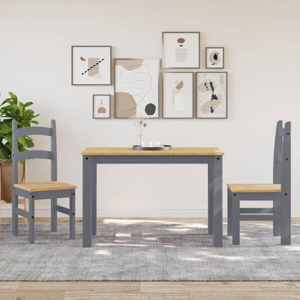 vidaXL Matstolar 2 st grå 40x46x99 cm massiv furu