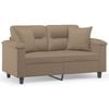 vidaXL 2-sits soffa med prydnadskuddar cappuccino 120 cm konstl&auml;der