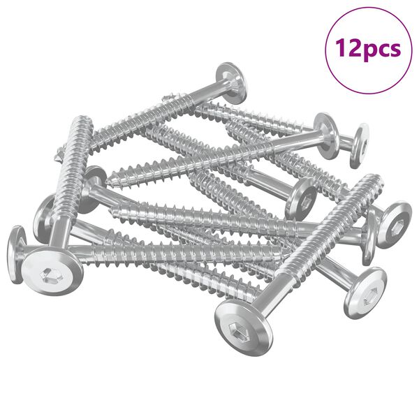 vidaXL Tr&auml;skruvar 12 pcs Silver M6 x 70 mm St&aring;l