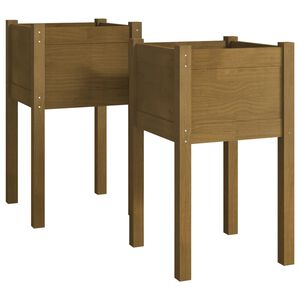 vidaXL Odlingsl&aring;da 2 st honungsbrun 40x40x70 cm massiv furu