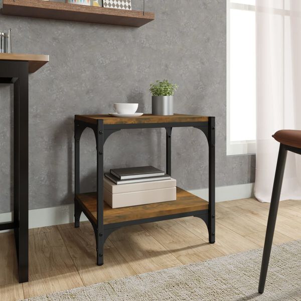 vidaXL Tv-bänk rökfärgad ek 40x33x41 cm konstruerat trä och stål