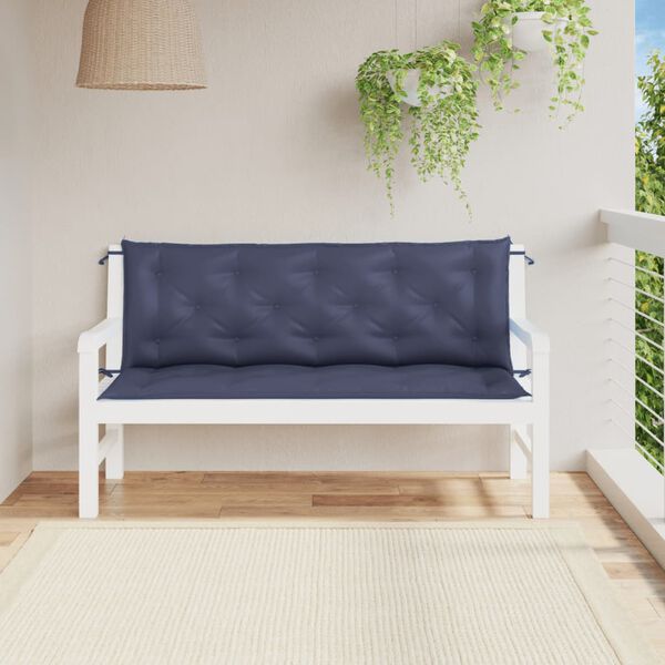 vidaXL B&auml;nkdynor f&ouml;r tr&auml;dg&aring;rden 2st marinbl&aring; 150x50x7cm oxfordtyg