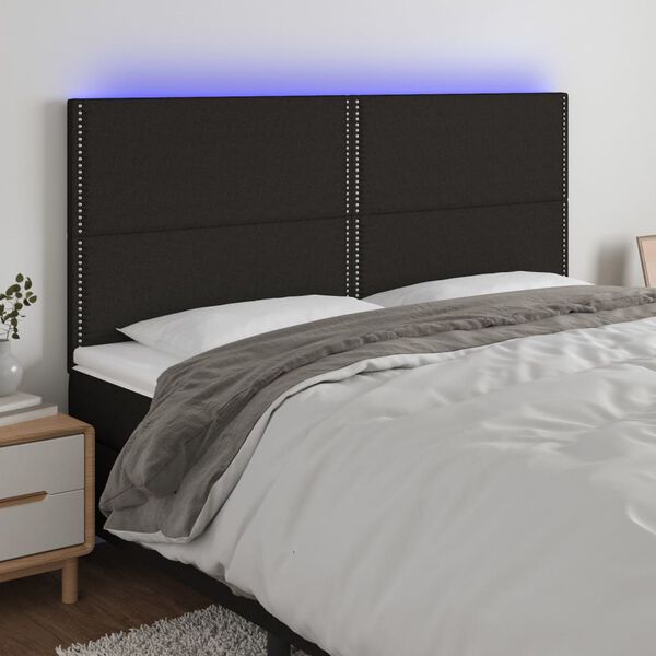 vidaXL S&auml;nggavel LED svart 180x5x118/128 cm tyg