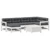 vidaXL Loungegrupp med dynor 7 delar vit massiv furu