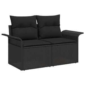 vidaXL Tr&auml;dg&aring;rdsoffa med kudde Svart 141 x 62 x 69cm konstrotting
