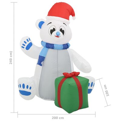 vidaXL Juldekoration uppblåsbar isbjörn LED inomhus och utomhus 2,4 m