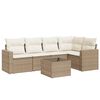 vidaXL Soffgrupp f&ouml;r tr&auml;dg&aring;rden med dynor 6 delar beige konstrotting