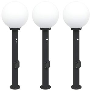 vidaXL Pollare med sensor och uttag 3 st 80 cm svart IP44