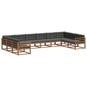 vidaXL Utomhussoffset med kudde 10 pcs Naturlig och Antracit