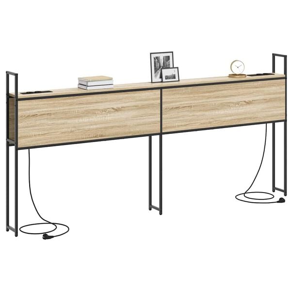 vidaXL F&ouml;rvaringsgavel med Laddstation Sonoma ek 203 x 15 x 98 cm