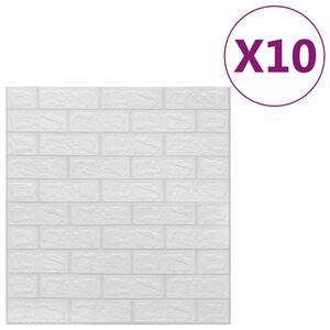 vidaXL 3D-tapet tegel sj&auml;lvh&auml;ftande 10 delar vit