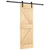 vidaXL Skjutd&ouml;rr Naturlig och svart 70 x 210 cm Massiv furutr&auml;d&ouml;rr