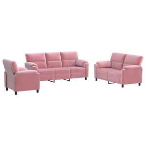 vidaXL Soffset 3 st Rosa Sammet