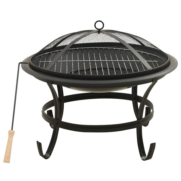vidaXL 2-i-1 Eldstad med grill och eldgaffel 56x56x49 cm stål