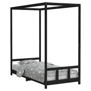vidaXL S&auml;ngram f&ouml;r barn svart 90x190 cm massiv furu