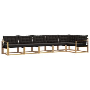 vidaXL Utomhussoffset med kudde 6 pcs Vit och svart
