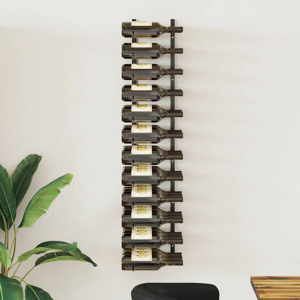 vidaXL V&auml;ggmonterat vinst&auml;ll f&ouml;r 36 flaskor svart j&auml;rn