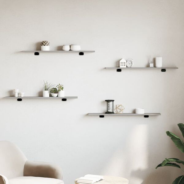 vidaXL V&auml;gghyllor 4 st gr&aring; sonoma 80x10x1,5 cm konstruerat tr&auml;