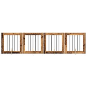 vidaXL Hundgrind med st&auml;llningar 4 pcs Gammalt tr&auml; 80 x 80 cm