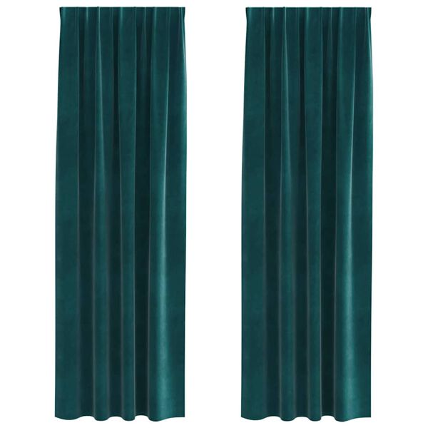 vidaXL M&ouml;rkl&auml;ggningsgardiner 2 pcs M&ouml;rkgr&ouml;n 140 x 225 cm Sammet