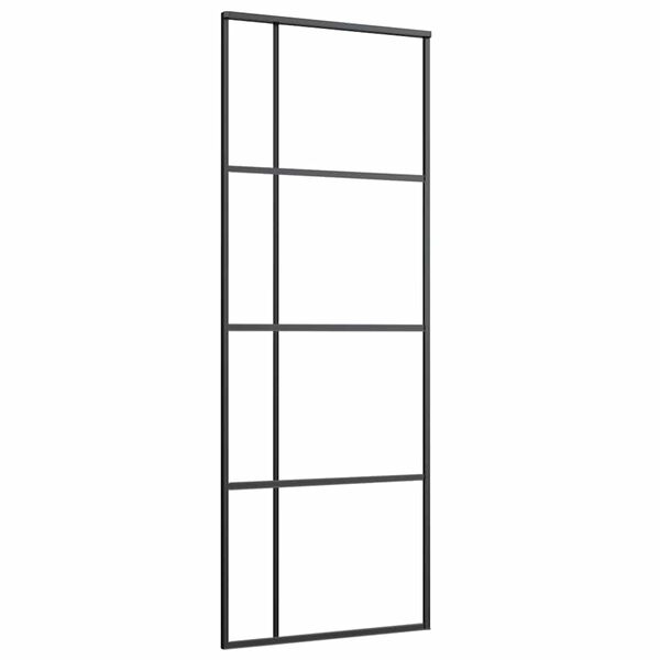 vidaXL Skjutdörr frostat ESG-glas och aluminium 76x205 cm svart