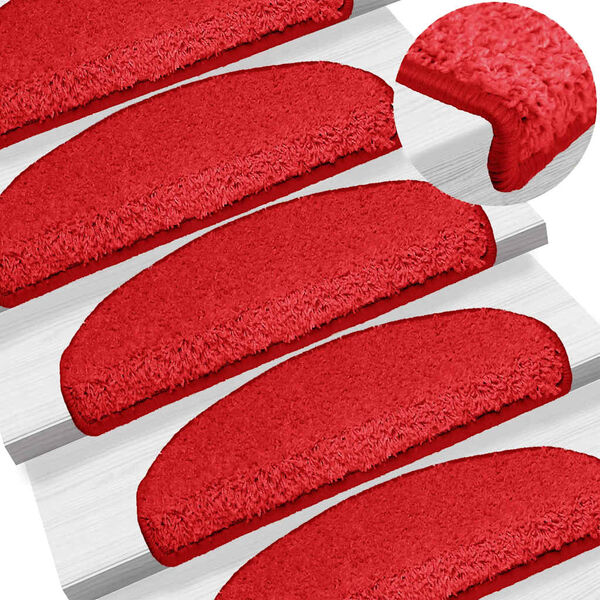 vidaXL Trappmattor 15 st 65x21x4 cm r&ouml;da halvrunda stora