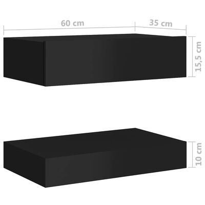 vidaXL Sängbord 2 st svart högglans 60x35 cm konstruerat trä