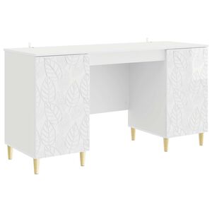 vidaXL Skrivbord Vit h&ouml;gglans 142,5 x 50 x 75 cm Konstruerat tr&auml;