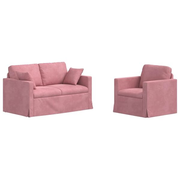 vidaXL Soffa 2 pcs Rosa