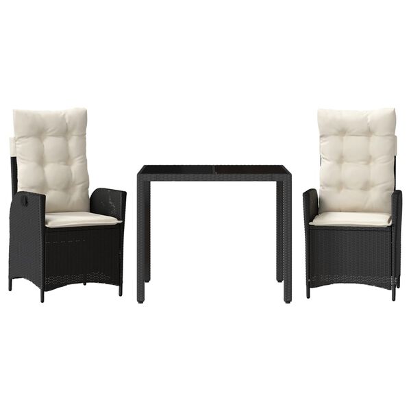 vidaXL Matgrupp för trädgården med dynor 5 delar svart konstrottning