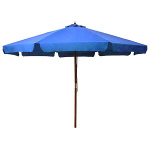 vidaXL Tr&auml;dg&aring;rdsparasoll med tr&auml;st&aring;ng 330 cm azur