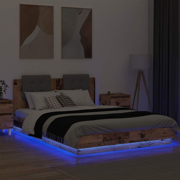 vidaXL S&auml;ngram med huvudgavel Gammalt tr&auml; 160 x 200 cm Konstruerat tr&auml;