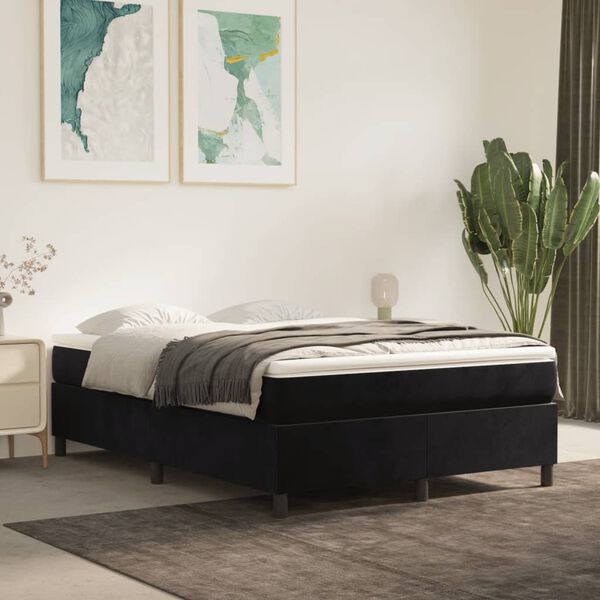 vidaXL Boxspring-s&auml;ngram svart 140x190 cm sammet