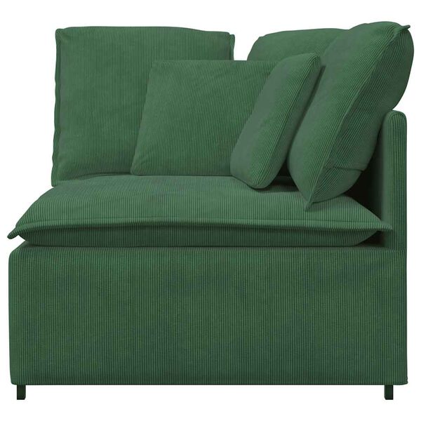 vidaXL Modul&auml;r h&ouml;rnmodul f&ouml;r soffa med dynor m&ouml;rkgr&ouml;n 100 cm